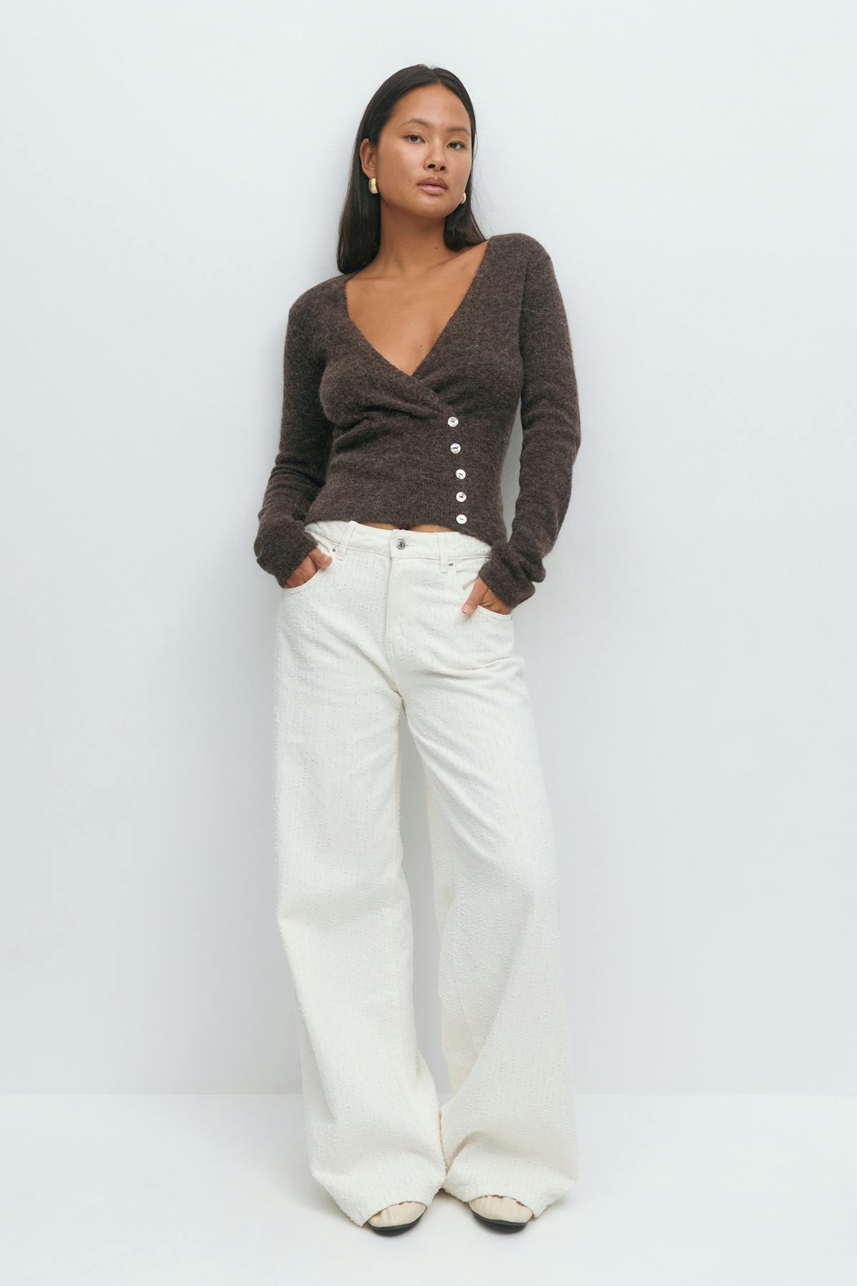 Alpaca blend knitted top - Tawny port