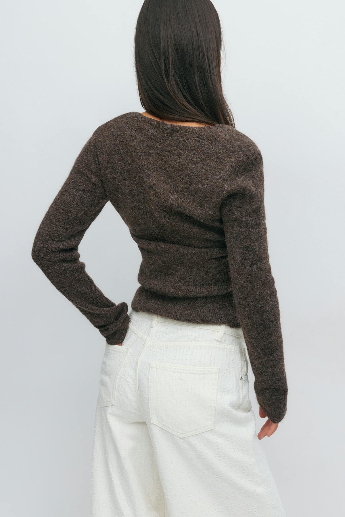 Alpaca blend knitted top - Tawny port