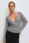 Alpaca blend knitted top - Oat melange