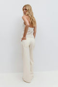 Low wide front seam jeans - Ecru