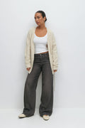 Mid knitted wrap cardigan - Oat melange