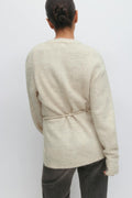 Mid knitted wrap cardigan - Oat melange