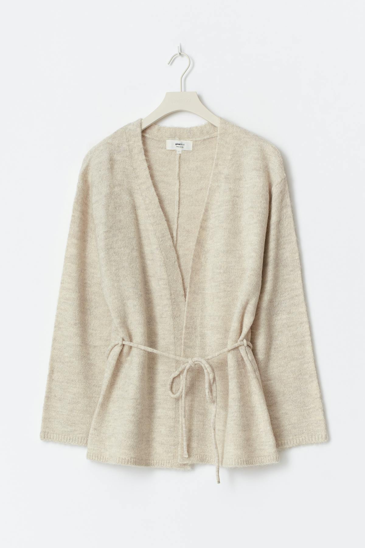Mid knitted wrap cardigan - Oat melange