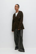Mid knitted wrap cardigan - Oat melange