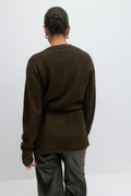 Mid knitted wrap cardigan - Chocolate brown