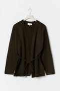 Mid knitted wrap cardigan - Chocolate brown