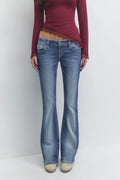 Decorated flare tall jeans - Mid blue