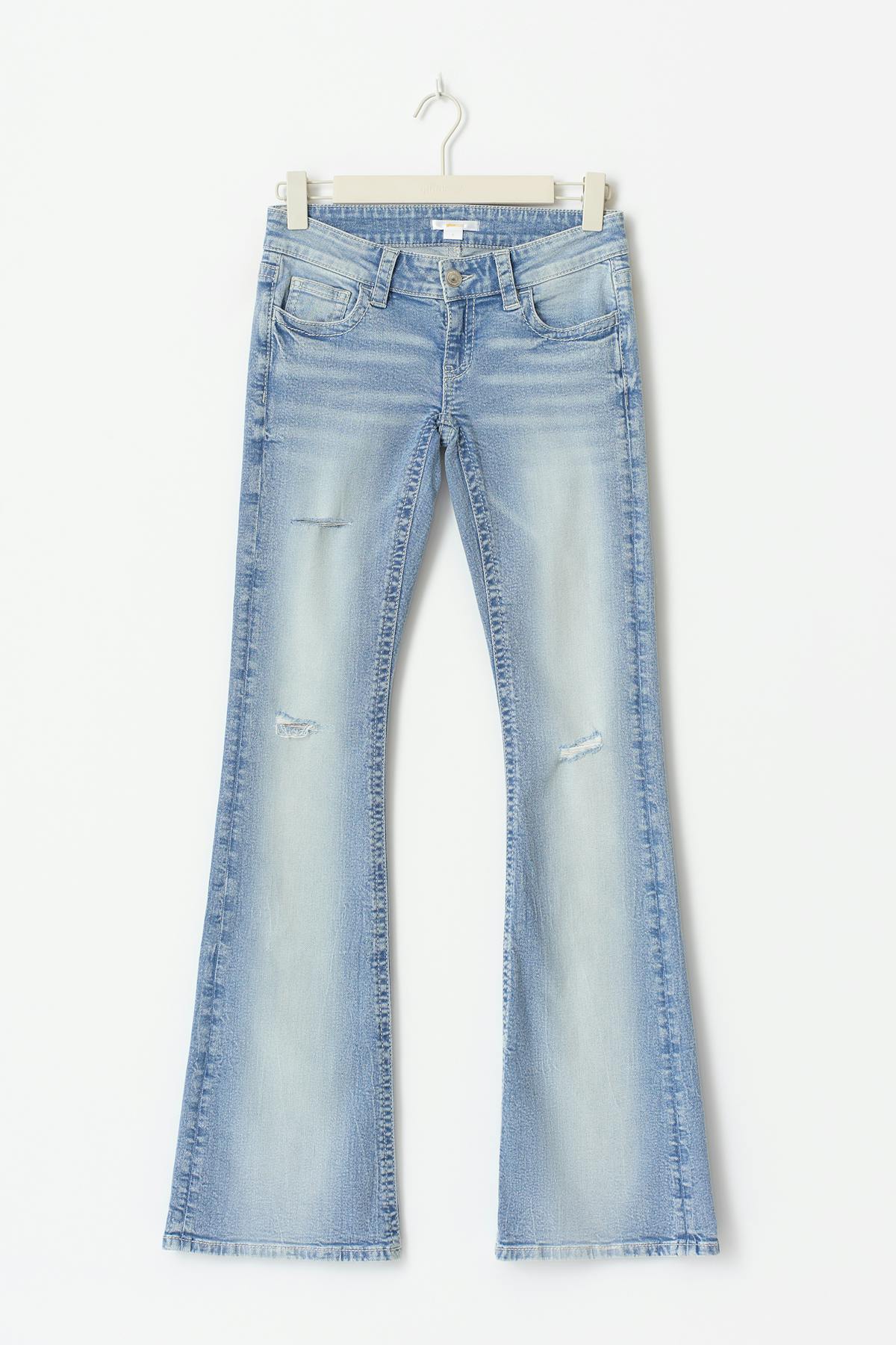 Decorated flare tall jeans - Lt blue destroy