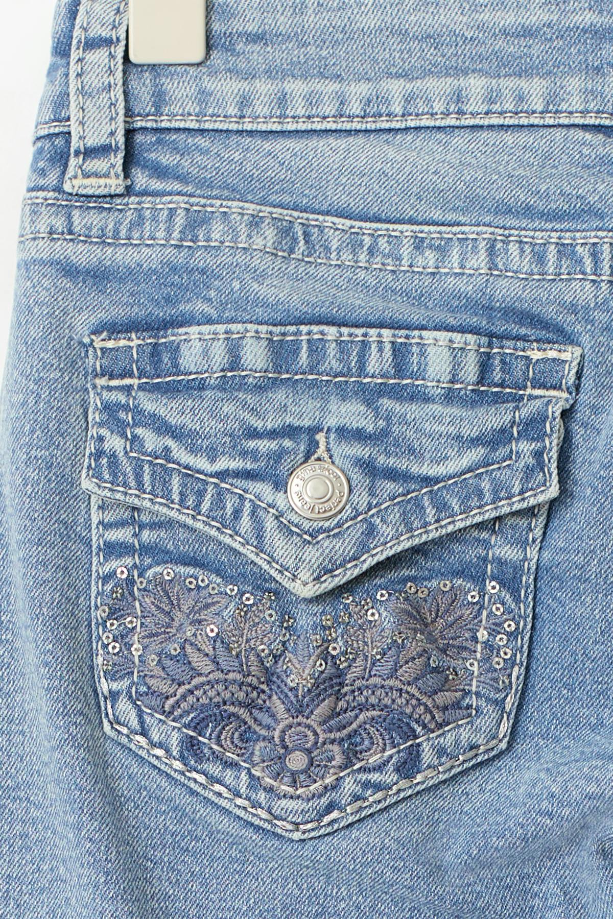 Decorated flare tall jeans - Lt blue destroy