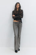 Decorated flare tall jeans - Gris clair