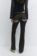 Decorated flare tall jeans - Offblack