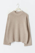Merino wool knitted sweater - Beige melange