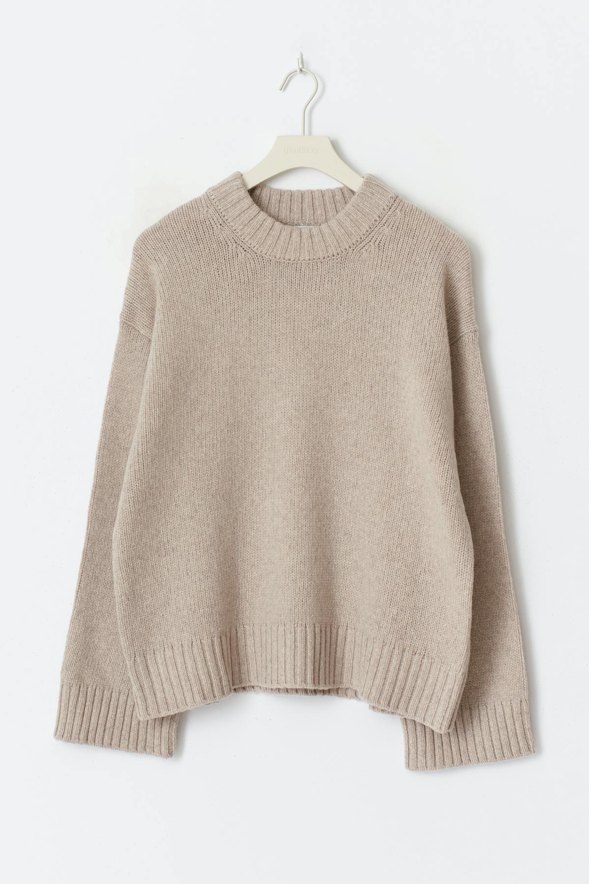 Merino wool knitted sweater - Beige melange