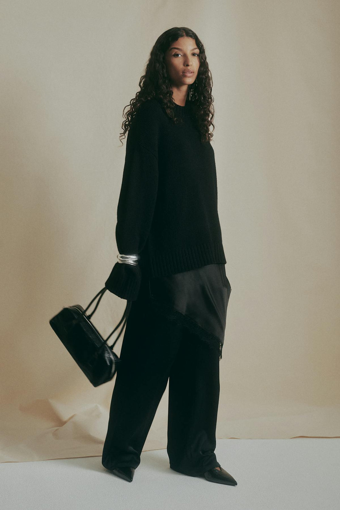 Merino wool knitted sweater - Noir