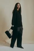 Merino wool knitted sweater - Noir