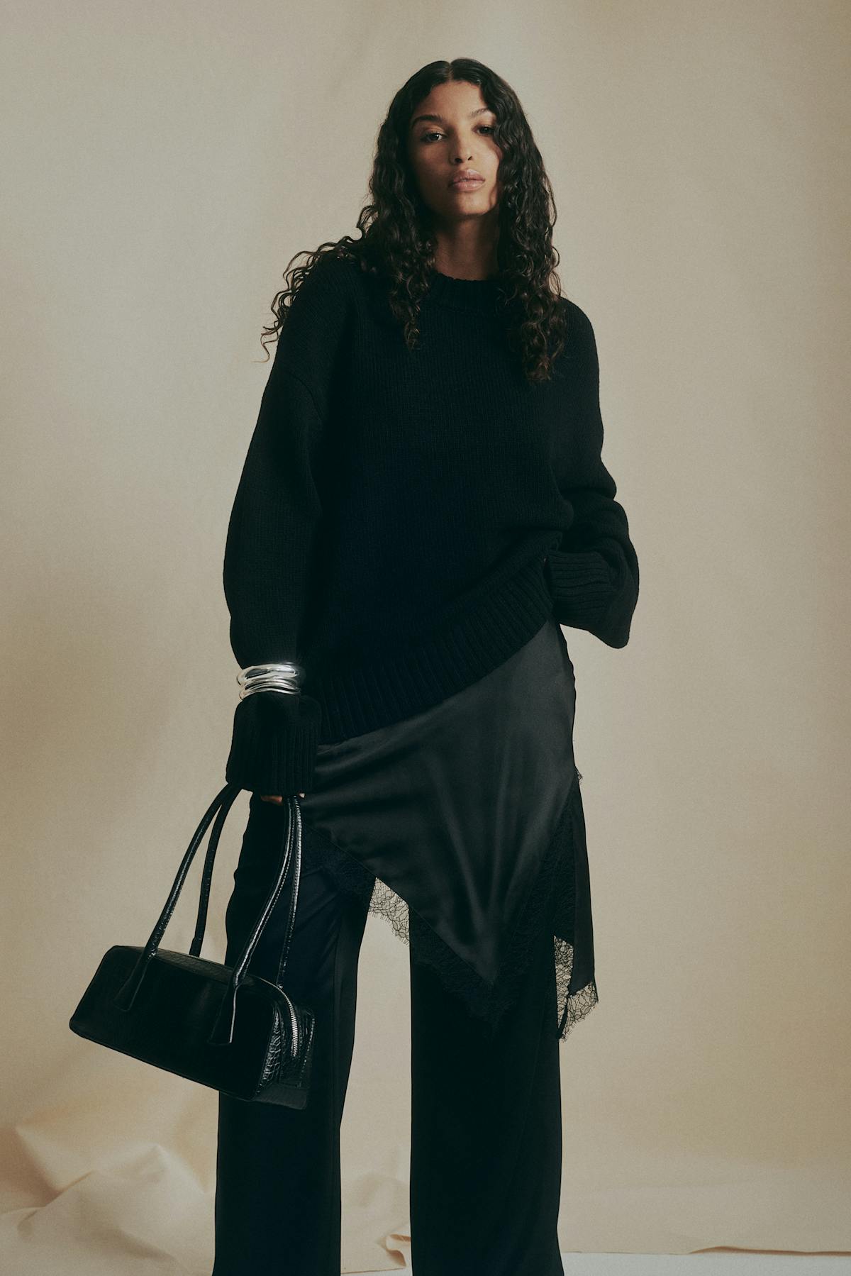 Merino wool knitted sweater - Noir