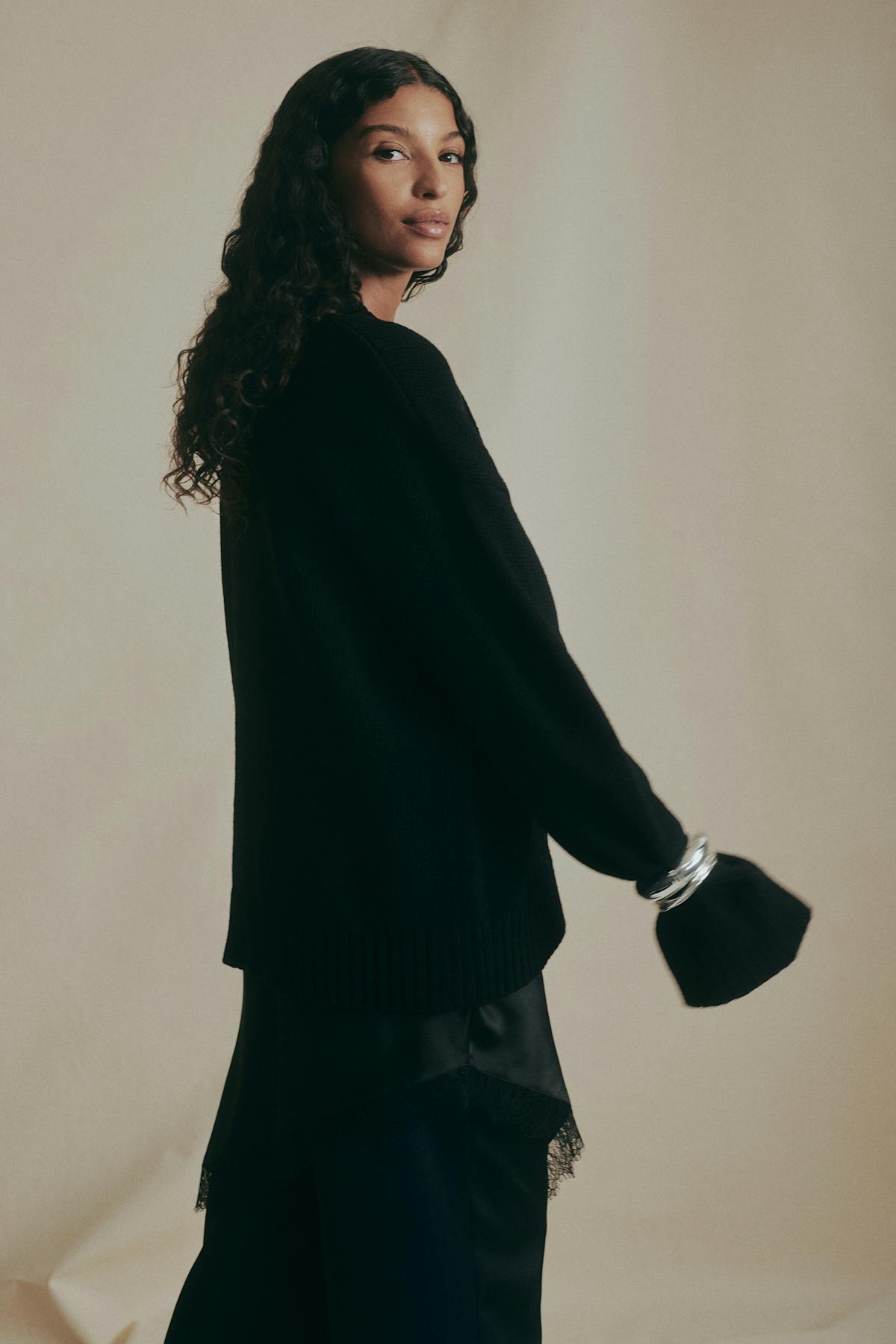 Merino wool knitted sweater - Noir