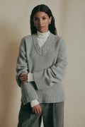 V-neck knitted wool sweater - Noir