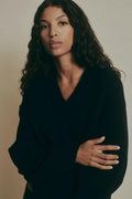 V-neck knitted wool sweater - Noir