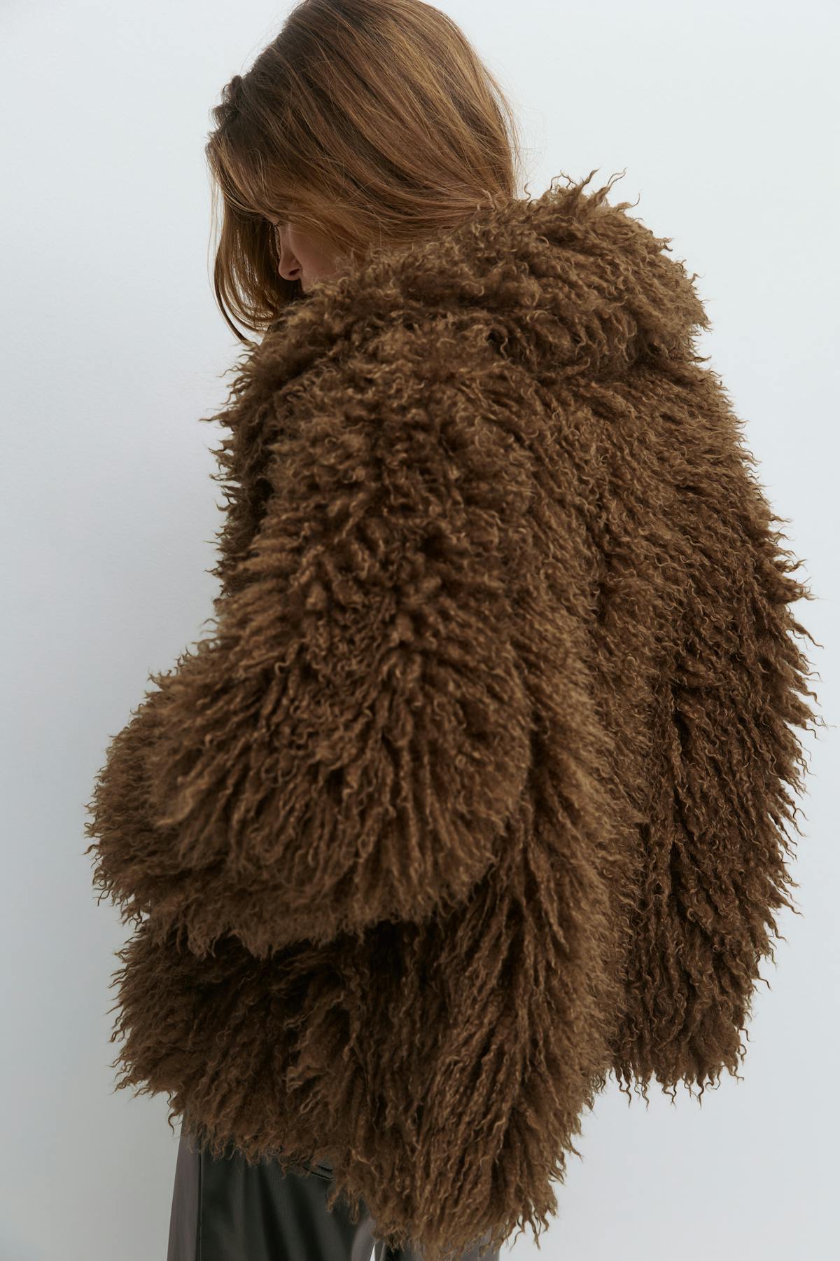 Faux fur short jacket - Soft brown
