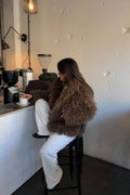 Faux fur short jacket - Marron