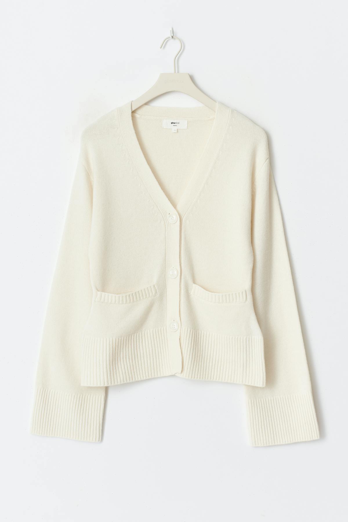 Merino wool knitted cardigan - Gardenia