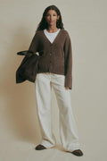 Merino wool knitted cardigan - Gardenia