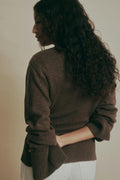 Merino wool knitted cardigan - Brown melange