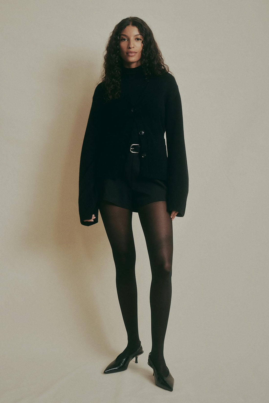 Merino wool knitted cardigan - Noir