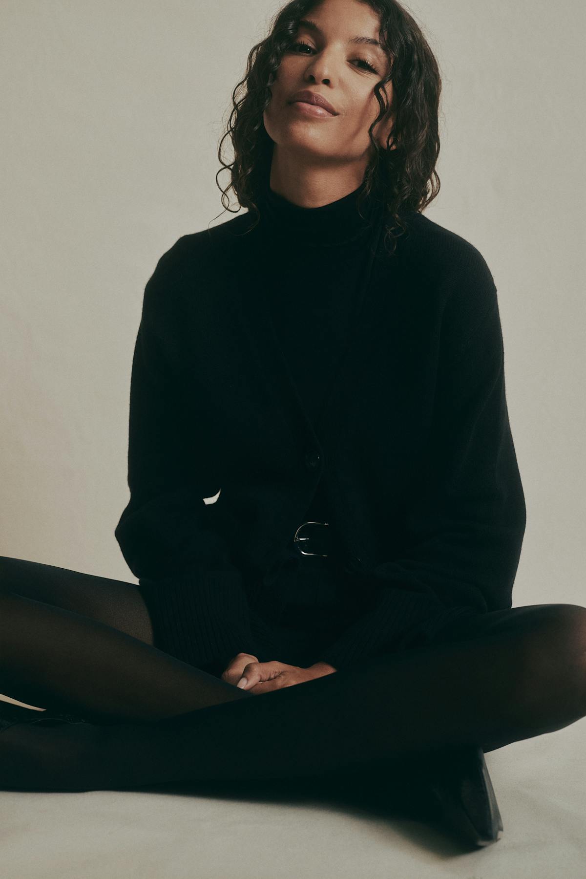 Merino wool knitted cardigan - Noir