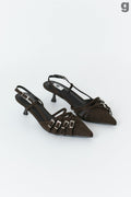 Strappy slingbacks - Noir