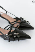 Strappy slingbacks - Marron foncé