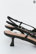 Strappy slingbacks - Marron foncé