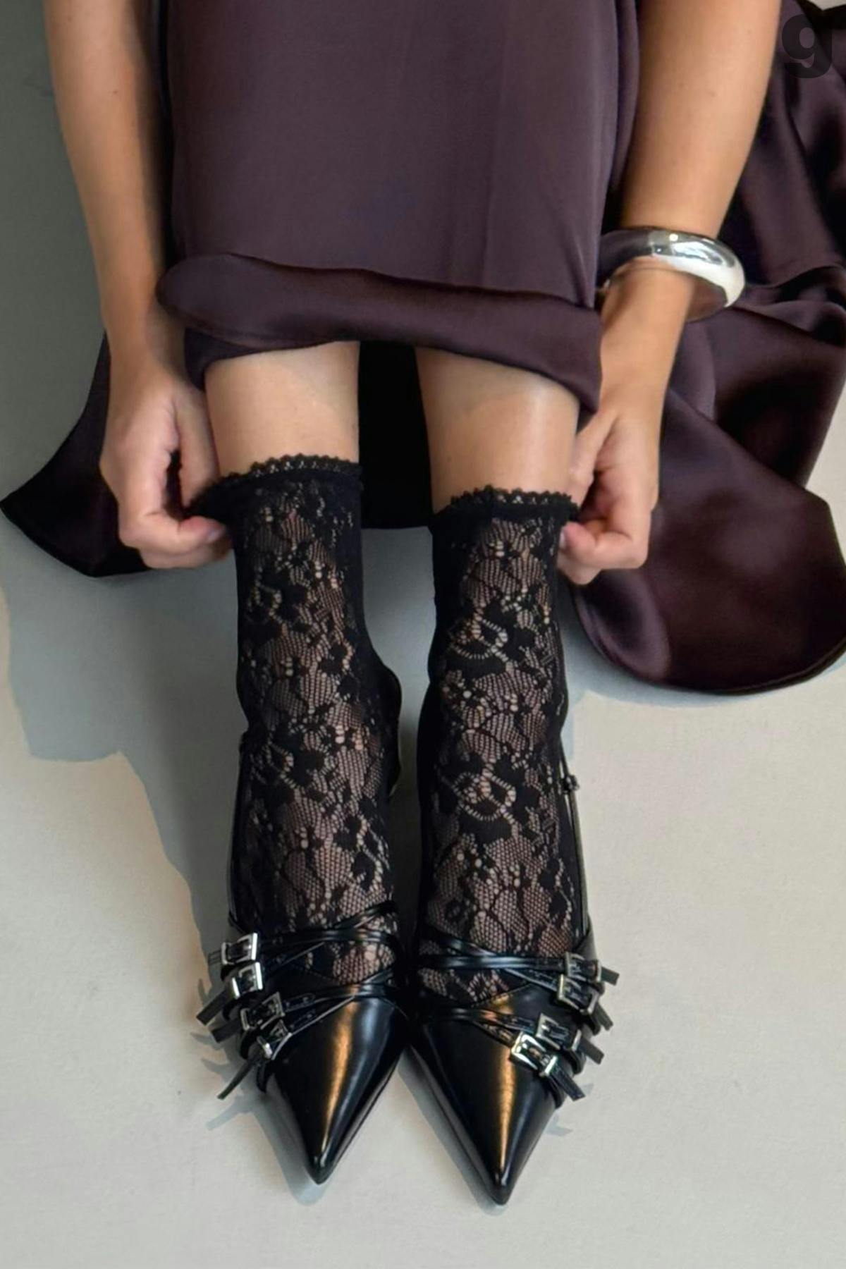 Strappy slingbacks - Marron foncé