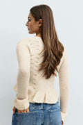 Y knitted tie cardigan - Beige