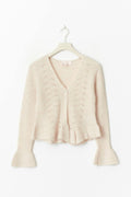 Y knitted tie cardigan - Beige