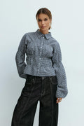 Smock blouse - Navy/white
