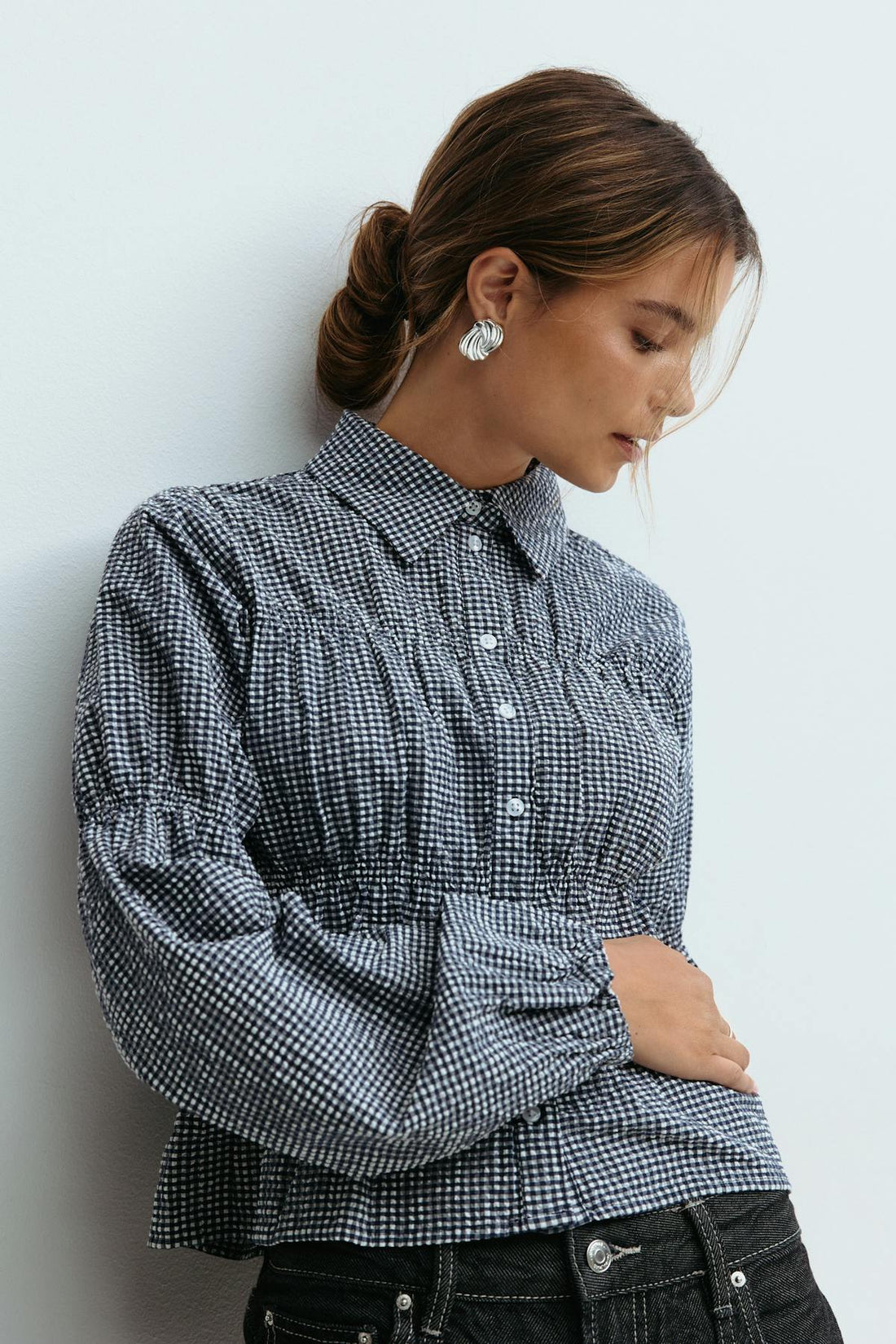 Smock blouse - Navy/white
