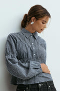 Smock blouse - Navy/white