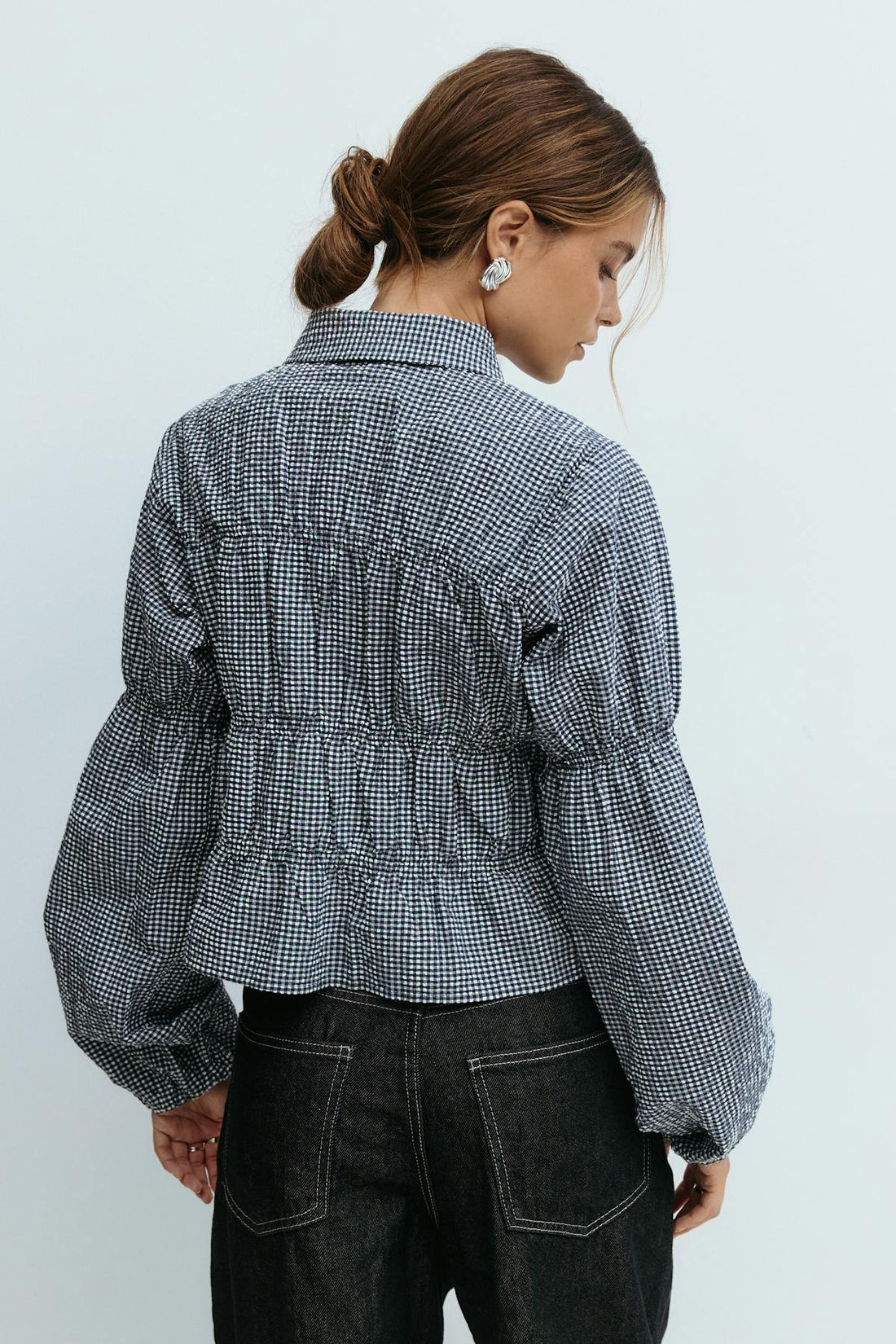 Smock blouse - Navy/white