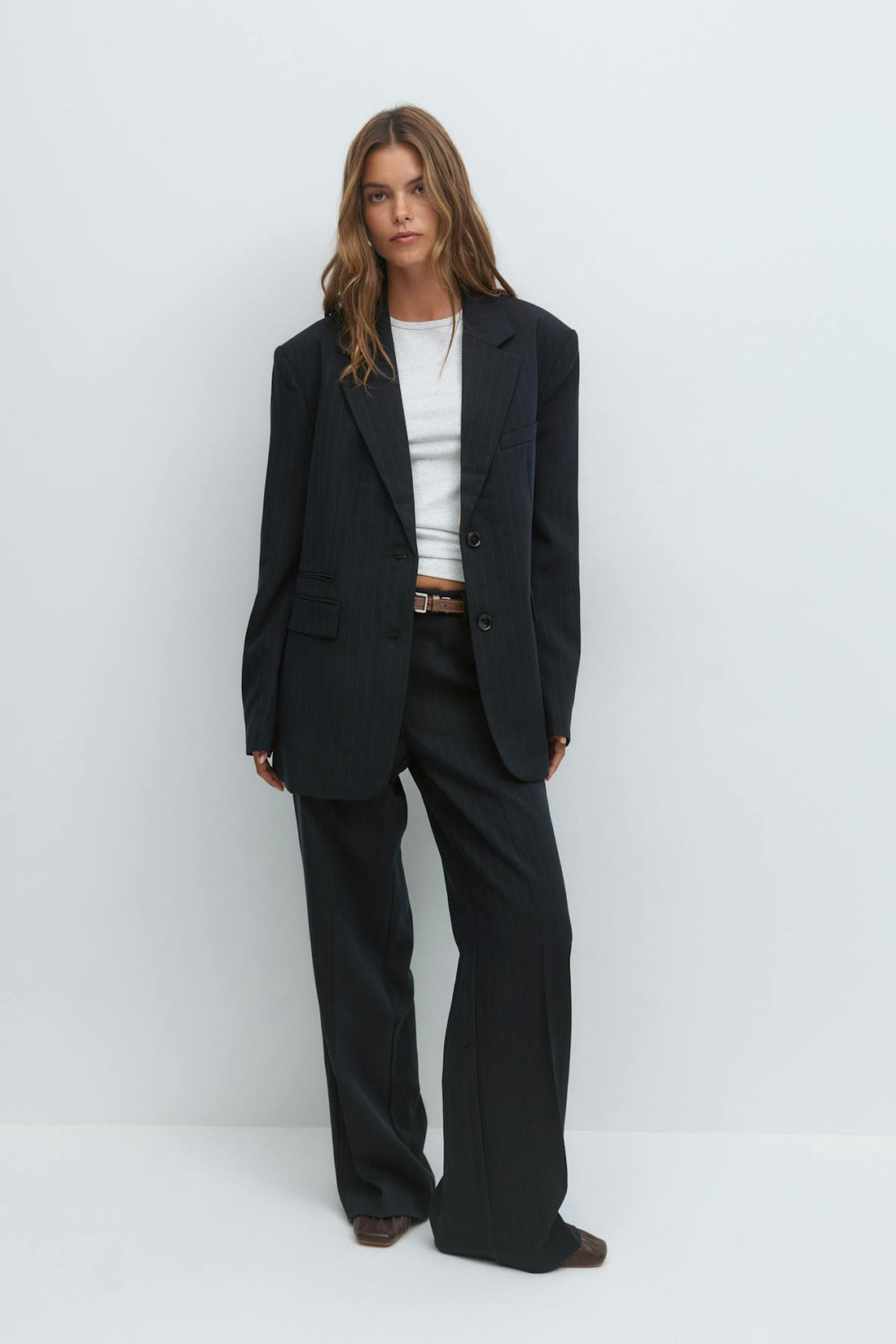 Oversized blazer - Navy pinstripe