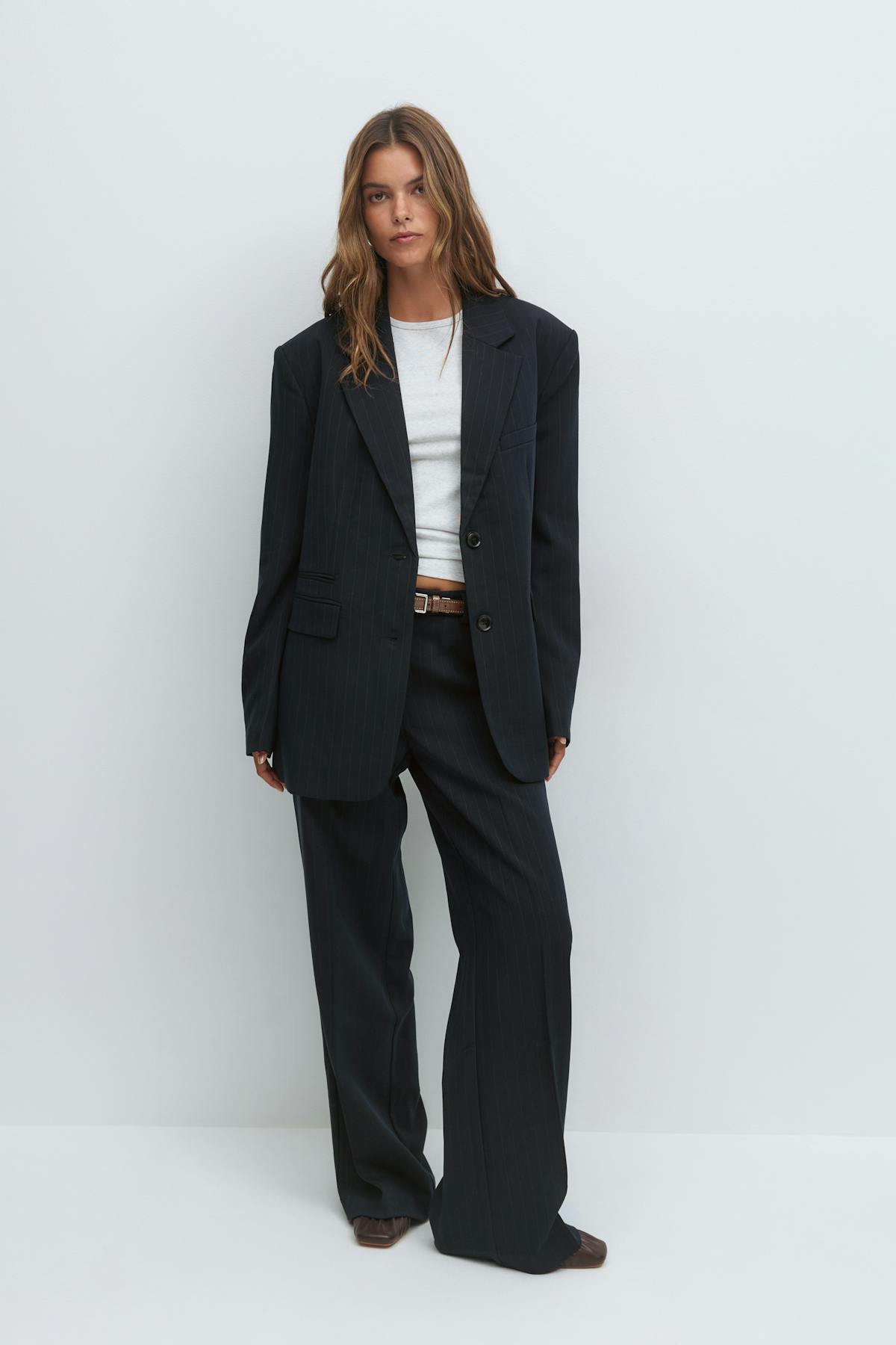 Oversized blazer - Navy pinstripe