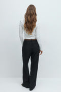 Mid waist straight trousers - Navy pinstripe