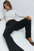 Mid waist straight trousers - Navy pinstripe