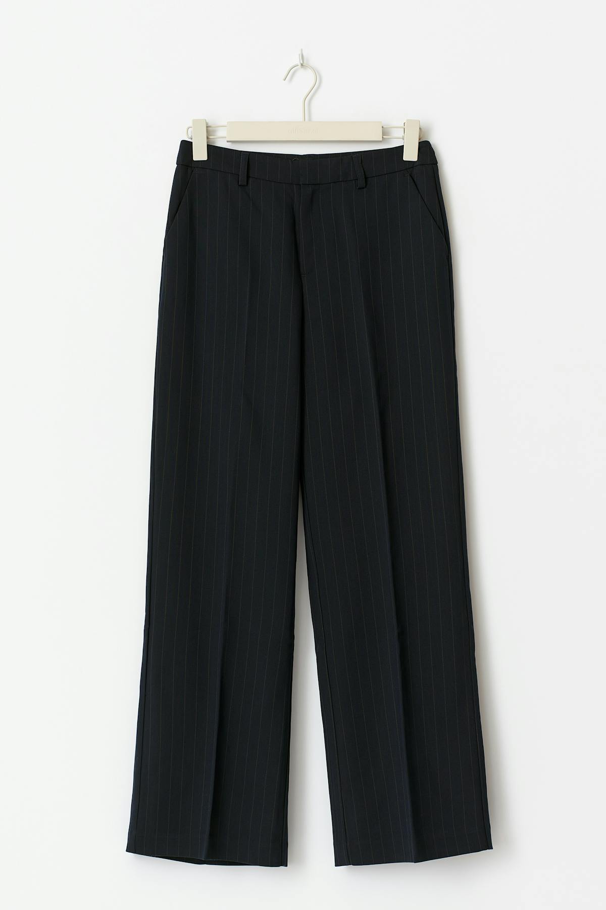 Mid waist straight trousers - Navy pinstripe
