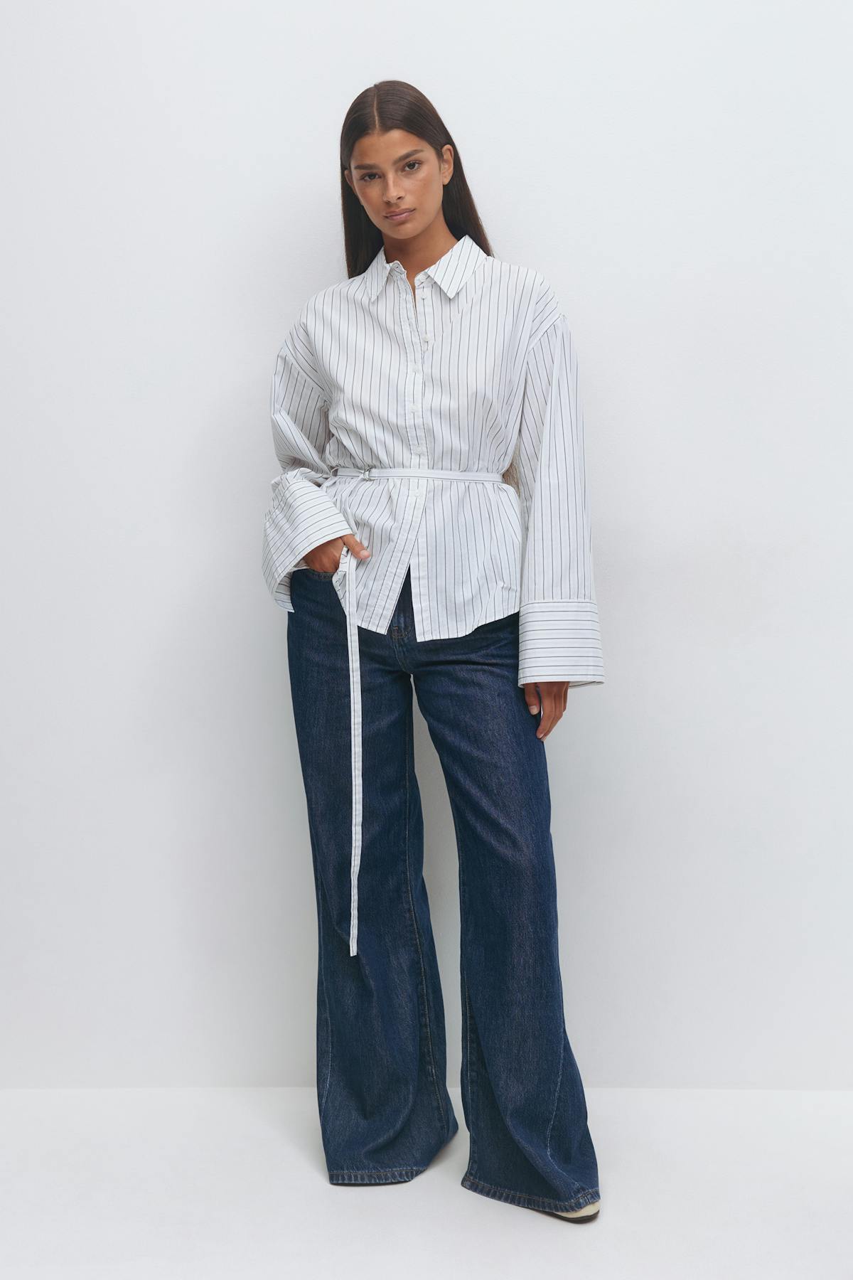 Shaped tie blouse - Blanc