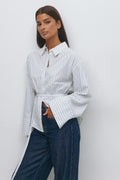 Shaped tie blouse - Blanc