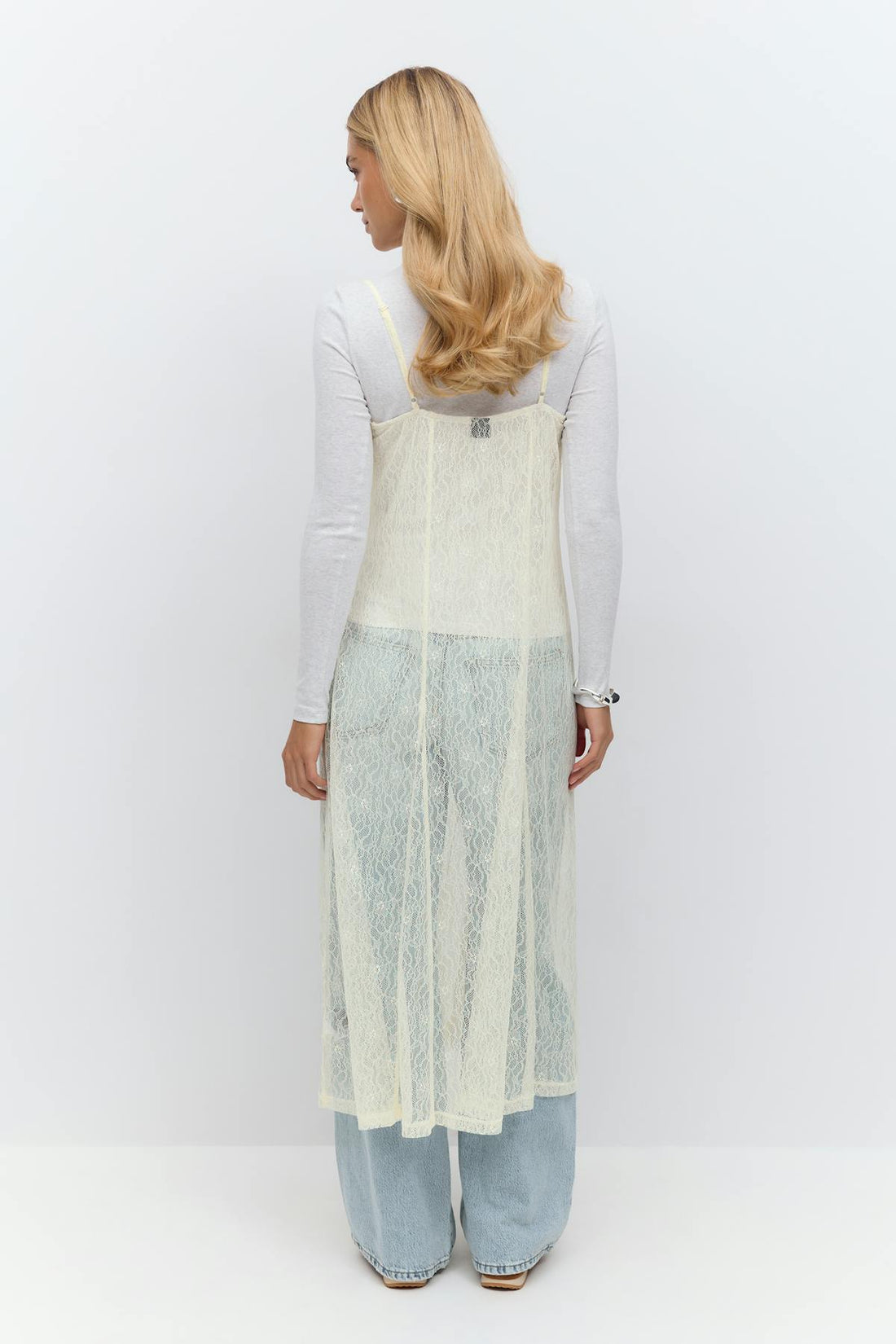 Lace slip dress - Crème