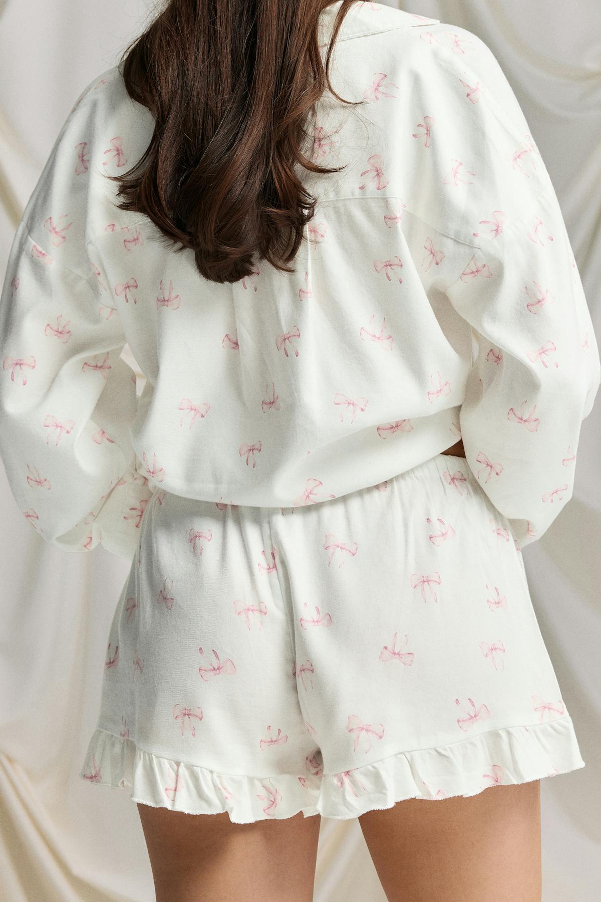 Flannel frill shorts - Bow aop