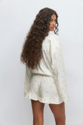 Flannel frill shorts - Bow aop